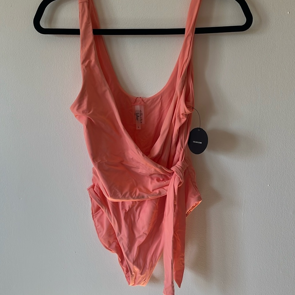 Lulus pink tie one piece swimsuit
